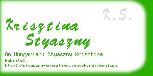 krisztina styaszny business card